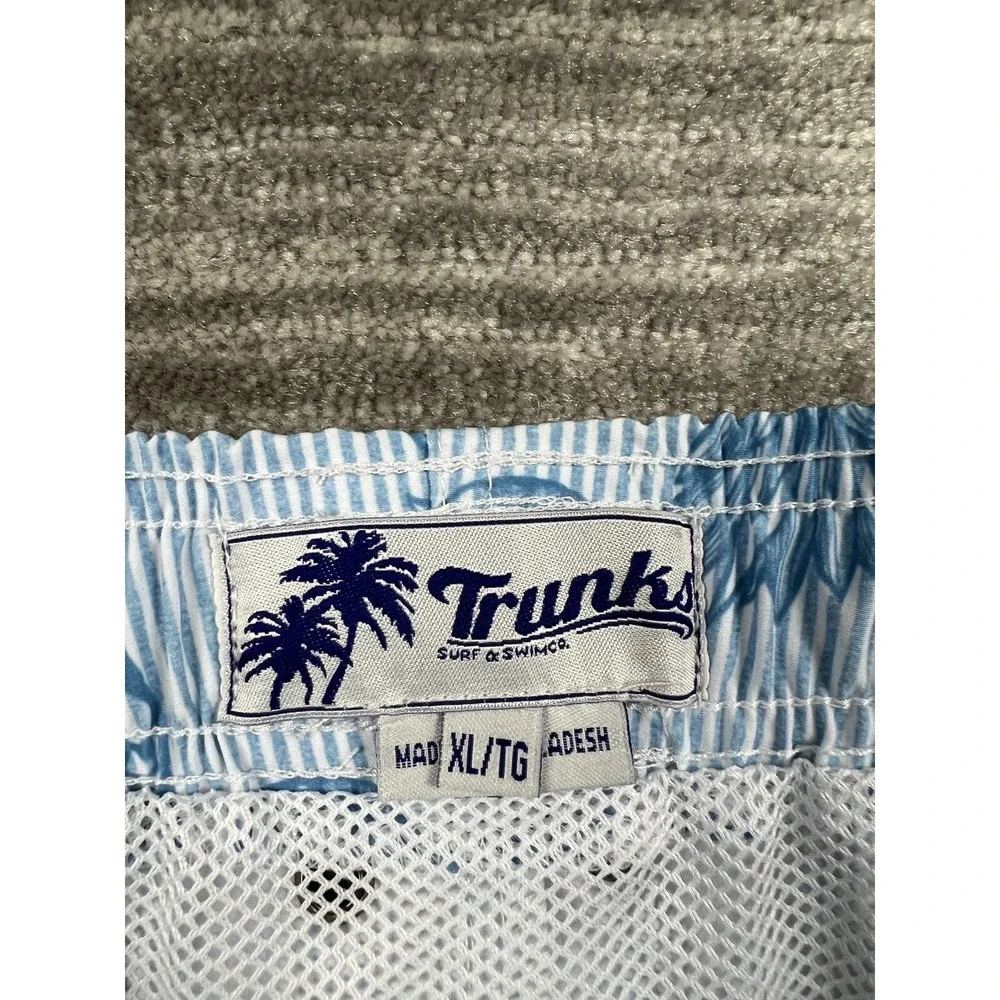 Trunks Surf & Swim Co Swim Trunks Mens XL Blue Pineapple Striped‎ Beach Shorts